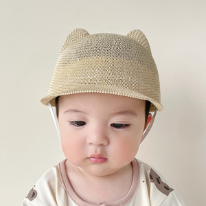 婴儿草帽夏季薄款小童鸭舌帽韩版可爱透气宝宝遮阳帽子防晒太阳帽