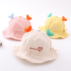 婴儿帽子春秋薄款纯棉可调节夏季儿童遮阳帽春天男童女宝宝渔夫帽