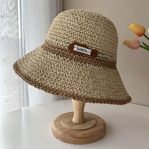 帽子女夏季韩版镂空遮阳帽可折叠防晒度假手工编织草帽太阳沙滩帽