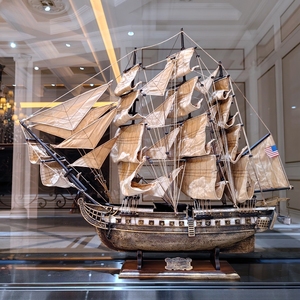 欧式仿真精细船模型实木质帆船复古摆件家居客厅酒柜装饰品礼品
