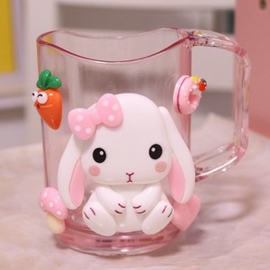 大耳朵兔子透明高颜值女孩漱口杯可爱卡通哆啦a梦儿童塑料洗漱杯