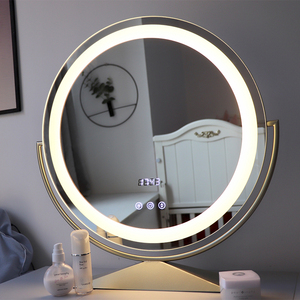梳妆台化妆镜台式桌面带灯梳妆镜家用智能美妆卧室led镜子补光灯