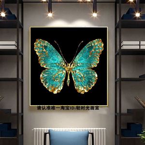 新中式方形玄关装饰画七彩蝴蝶风筝壁画现代轻奢绚丽背景墙晶瓷画