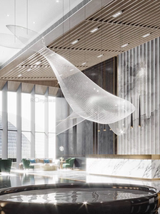 不锈钢镂空鲸鱼海豚雕塑定制铁艺金属发光动物摆件酒店会所吊灯饰