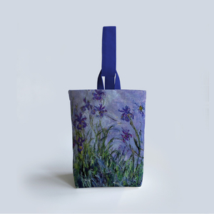 莫奈花园油画款经典复古花卉手拎水桶包定制便当盒手腕包帆布袋子