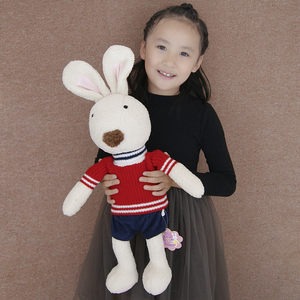砂糖兔公仔针织毛衣小兔子毛绒玩具可替换衣服黑色兔宝宝玩偶礼物