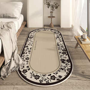 夏季冰丝法式卧室地毯夏天客厅可机洗床边毯长条耐脏地垫床前垫子