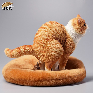 现货 JXK半蹲加菲猫 仿真猫咪模型拉创意搞笑沙雕手办车载摆件