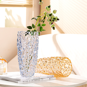弗莱文茨加厚水晶玻璃花瓶圆点炫彩客厅装饰插花瓶水培花器摆件