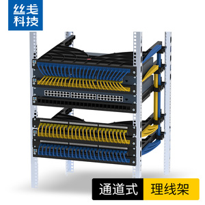 19英寸1U网络机柜弱电箱光纤跳线网线24口48口配线通道式理线架槽