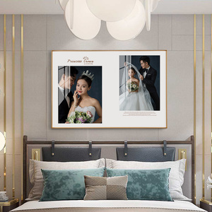 水晶婚纱照相框洗情侣结婚照片放大做成组合挂墙全家福定制铝合金