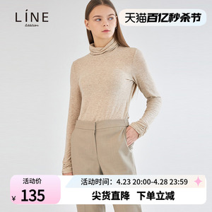 lineaddition女装韩国商场同款春季新品高领羊毛衫T恤NWTSKK0100