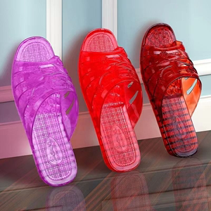 果冻浴室平跟水晶拖鞋女厚底室内夏季坡跟凉拖鞋妈妈透明室外防滑