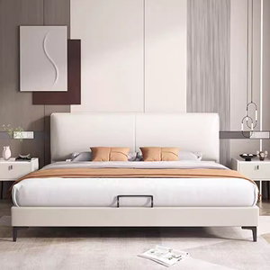 现代简约科技布床主卧室意式轻奢布艺床小户型极简软包实木双人床