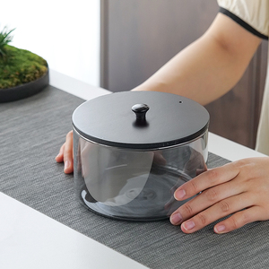 耐热高温玻璃茶洗带盖可明火加热特大号电陶炉煮茶杯器笔洗茶器盆