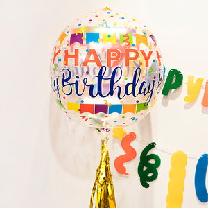 韩国ins印花4D波波球生日快乐宝宝派对装饰桌飘气球道具场景布置