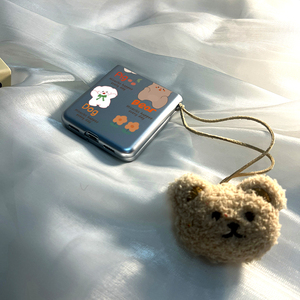 哑银bear熊米熊皮绳适用三星zflip5/4/3手机壳oppofindn3flip/n2折叠屏vivoxflip华为pocket2夏天p50pockets