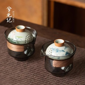 哥窑手抓壶茶壶手绘单壶玻璃陶瓷泡茶器高档茶杯单个泡茶功夫茶具