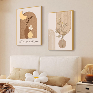奶油风抽象卧室装饰画莫兰迪主卧床头背景墙房间壁画餐厅艺术挂画