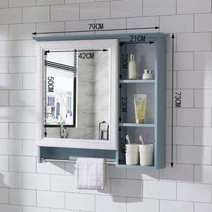 镜柜带置物架收纳盒镜子雾气浴室挂防打孔一体墙式化妆室免洗手盆
