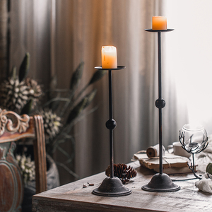 复古烛台摆件烛光西餐北欧蜡烛台家用法式美式中古轻奢极简风铁
