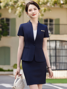 高端短袖西装套装女夏季职业气质酒店经理工装售楼部珠宝店工作服