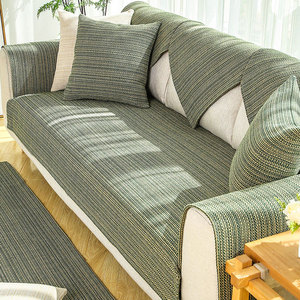 四季通用棉麻沙发垫北欧简约风格防滑老粗布全盖沙发坐垫套罩盖巾