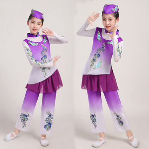 回族舞蹈演出服唱花儿的花儿表演服装幼儿童维吾尔族少数民族服饰