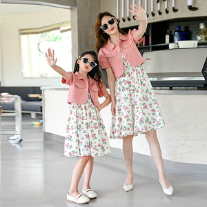 亲子装母女夏季吊带裙两件套装2023新款小女孩甜美韩版洋气连衣裙