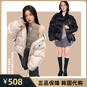 韩国restandrecreation羽绒服女短款RR刺绣90白鸭绒面包服外套冬