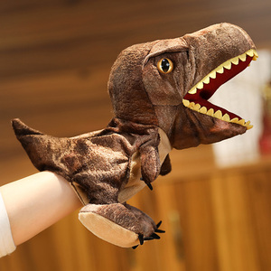 可爱恐龙毛绒鲨鱼手偶霸王龙套手上鲨鱼嘴巴可动玩偶道具儿童礼物