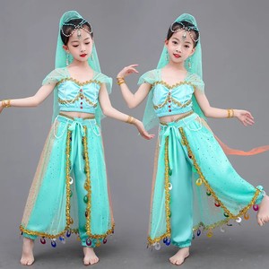 六一儿童印度舞蹈服新疆舞民族舞茉莉公主裙西域肚皮舞女童演出服