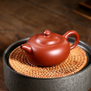 紫砂壶原矿大红袍家用纯全手工泡茶茶具长嘴把手带球孔中小号茶壶