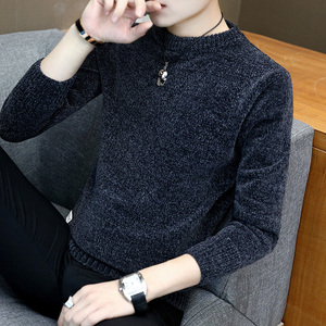 秋冬季男士雪尼尔加绒加厚款毛衣青年打底针织衫韩版潮流个性上衣