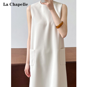 拉夏贝尔西装无袖背心连衣裙女夏季新款韩版宽松垂感气质直筒裙子
