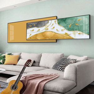 几何客厅装饰画大气轻奢沙发背景墙壁画现代简约大厅墙画叠加挂画