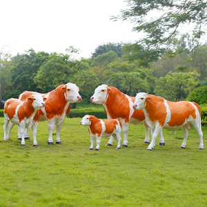 玻璃钢仿真西门塔尔牛模型雕塑利木赞牛摆件户外草坪园林动物装饰
