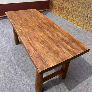 老榆木桌子实木餐桌复古茶桌简约长条桌办公书桌原木吧台民宿茶台