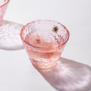 日本进口粉樱初雪杯石冢硝子日式粉红女生玻璃杯耐热茶水清酒杯子