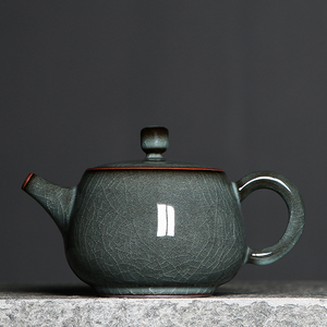 青瓷茶壶单个哥窑冰裂纹开片家用手工壶陶瓷功夫茶具大号泡茶壶
