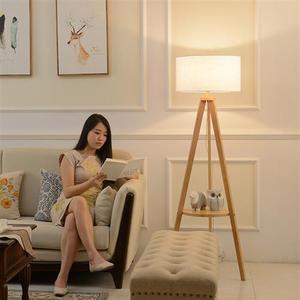 梵帝登 北欧创意原木落地灯客厅简约美式沙发茶几灯现代卧室落地