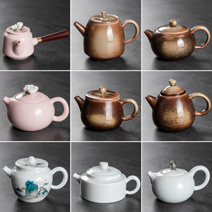 汝窑茶壶可养开片粗陶单壶家用复古陶瓷泡茶壶哥窑茶具仿柴烧紫砂