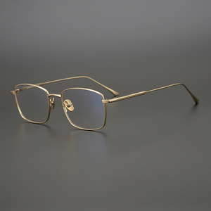 MuMASUNAGA慕木增永眼镜24k金色日本方框纯钛中小脸近视眼镜框LEX