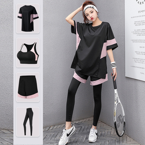 2024夏季大码羽毛球服女套装速干气排乒乓网球衣健身瑜伽T恤短裤.
