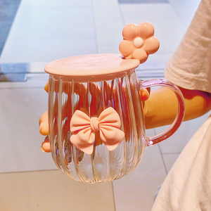 夏天水杯高颜值玻璃杯子带盖带勺子马克杯女生宿舍用咖啡早餐茶杯