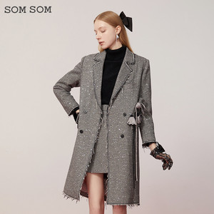 SOMSOM/索玛女士羊毛呢子大衣中长款冬季高级感保暖气质毛呢外套