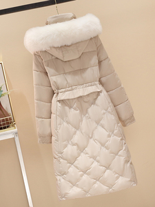 羽绒棉服女冬季2023新款仿皮草中长款加厚收腰保暖时尚派克服外套
