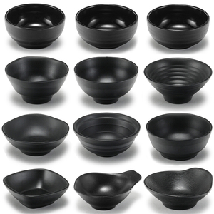 密胺黑色小碗日式塑料汤碗米饭碗商用火锅店小料碗烧烤调料蘸料碗