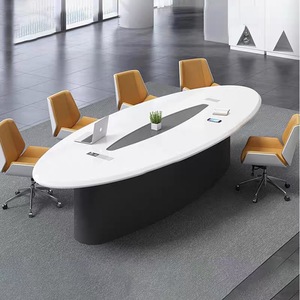烤漆椭圆形会议桌简约现代开会桌时尚商务圆桌创意会议室桌椅组合