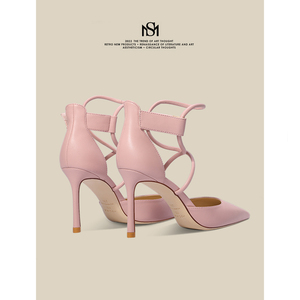 MESIRA/米诗拉粉色凉鞋女夏外穿ins仙女风设计感小众设计高跟鞋